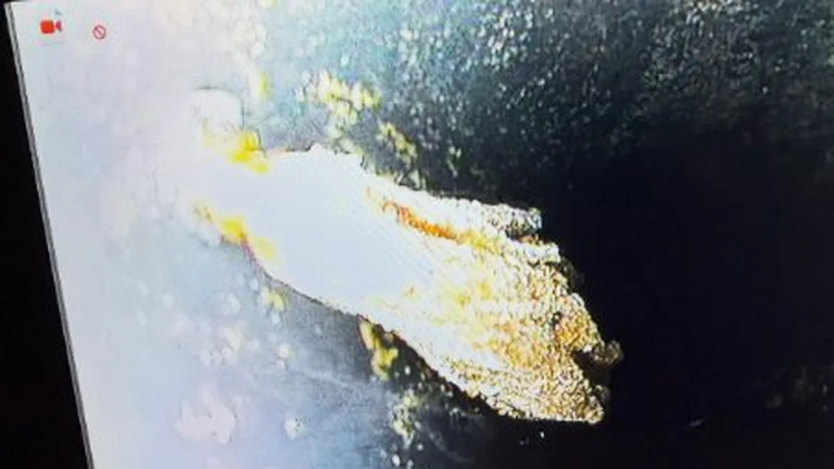 Camera inspection monitor showing the condition inside an underground line